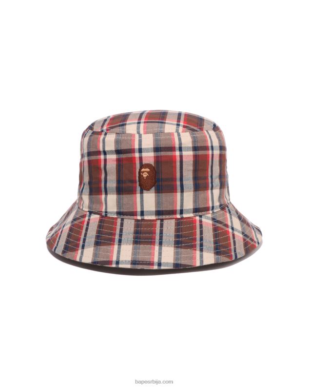 јарко црвена мушкарци A Bathing Ape мини чековни шешир J4280599