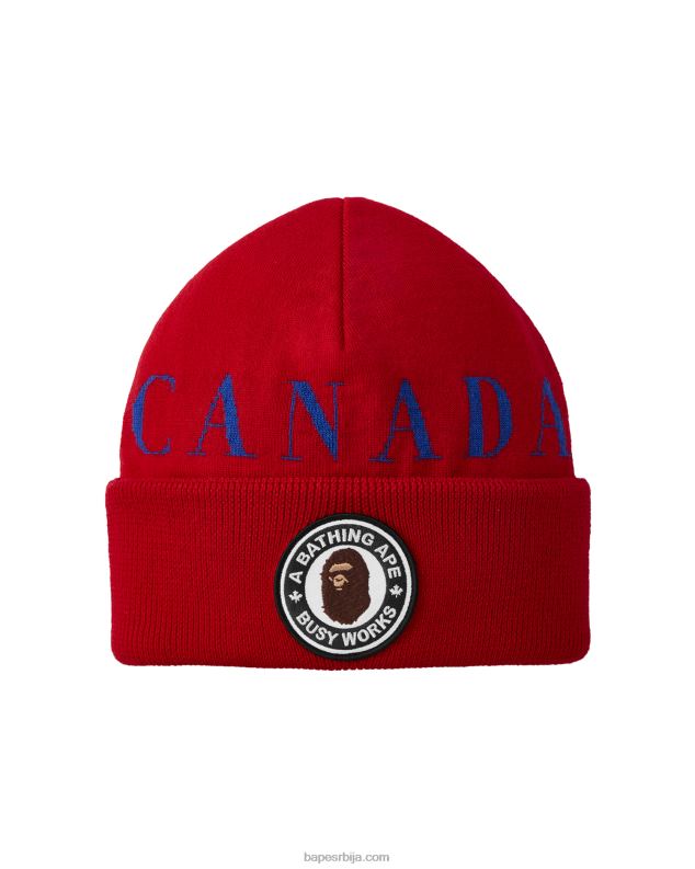 јарко црвена мушкарци A Bathing Ape к канада гуска к концепти плетене капе J4280619
