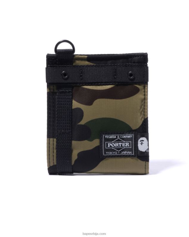 Војничко зелена мушкарци A Bathing Ape портер 1. маскирни новчаник J4280573