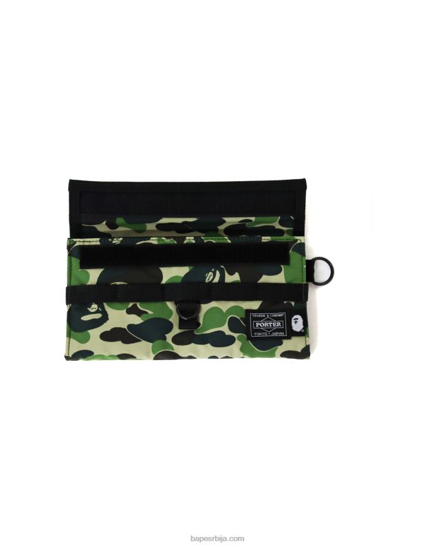 Војничко зелена мушкарци A Bathing Ape портер абц цамо дугачак новчаник J4280647