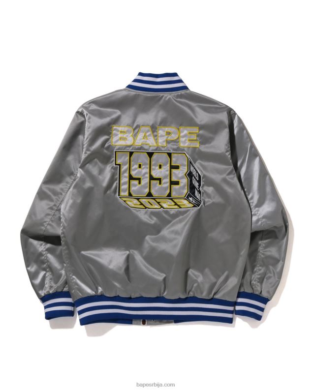сребро мушкарци A Bathing Ape најлонска универзитетска јакна J4280182