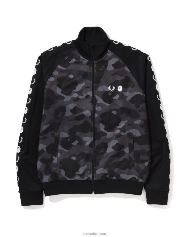 црн мушкарци A Bathing Ape к Фред Перри маскирна јакна у боји J4280214