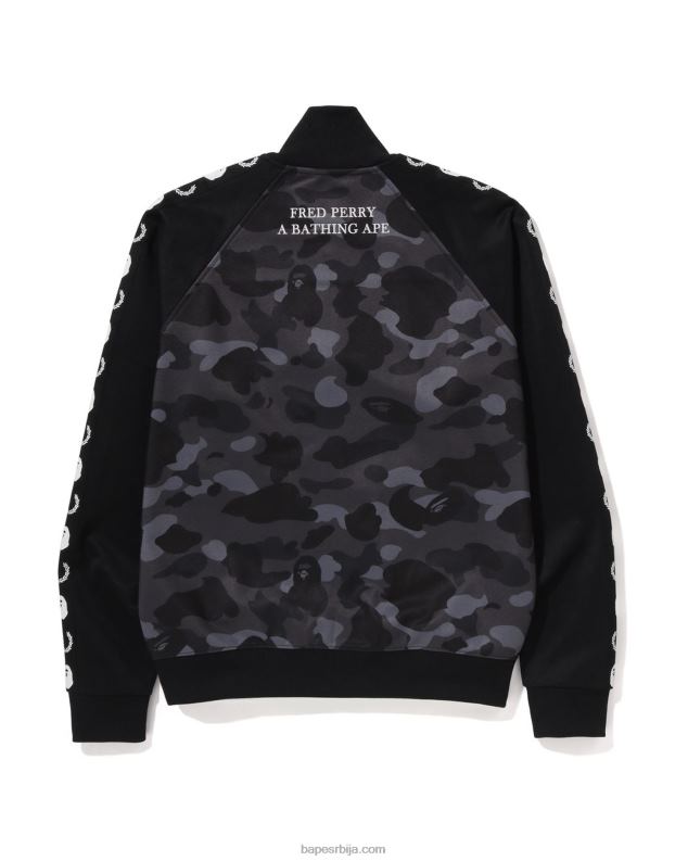 црн мушкарци A Bathing Ape к Фред Перри маскирна јакна у боји J4280214