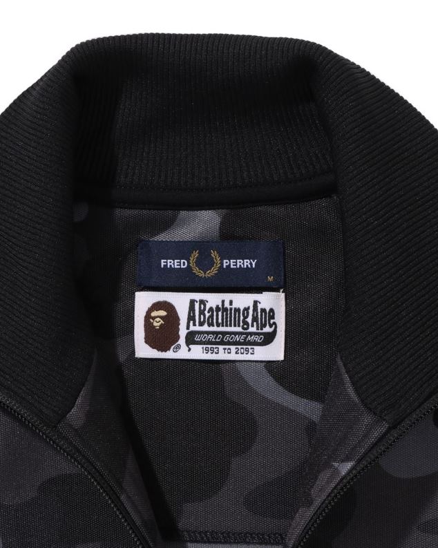 црн мушкарци A Bathing Ape к Фред Перри маскирна јакна у боји J4280214