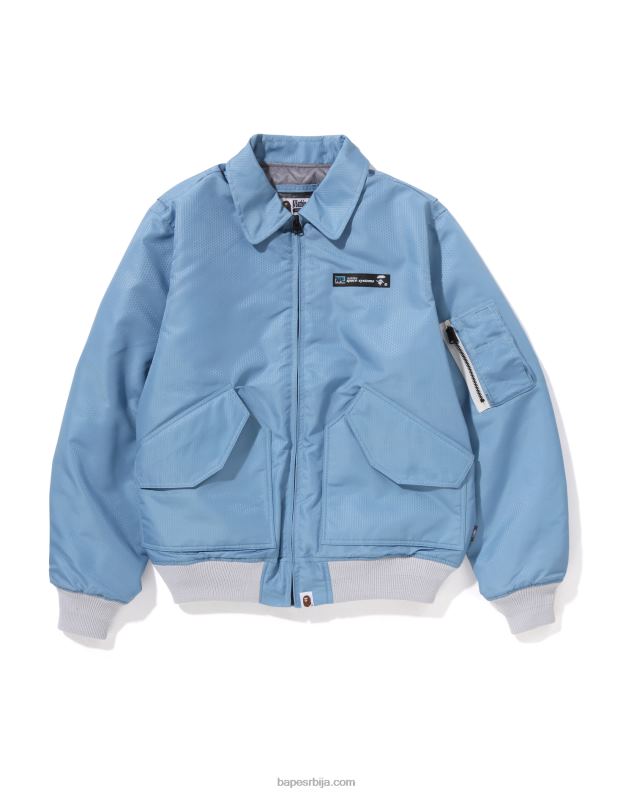 светло плава мушкарци A Bathing Ape саћа рипстоп бомбер јакна J4280317