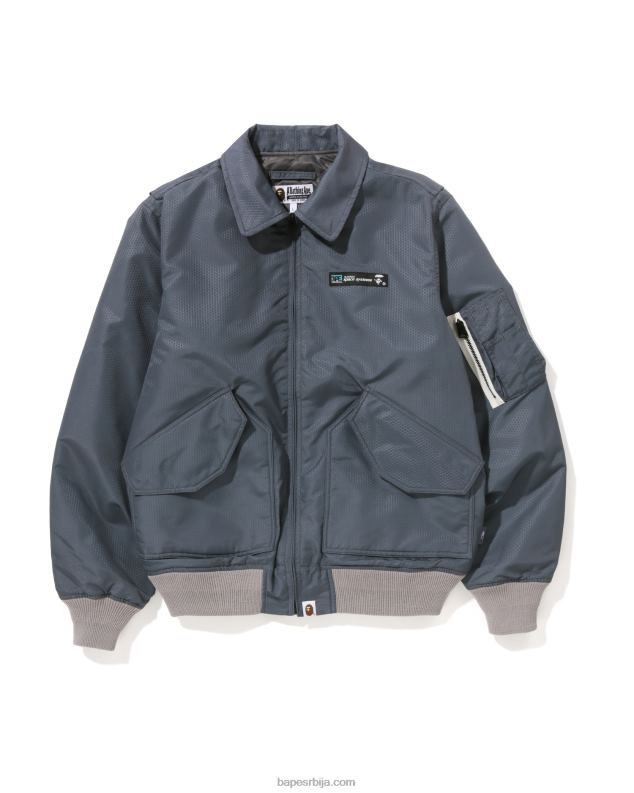 сива мушкарци A Bathing Ape саћа рипстоп бомбер јакна J4280318