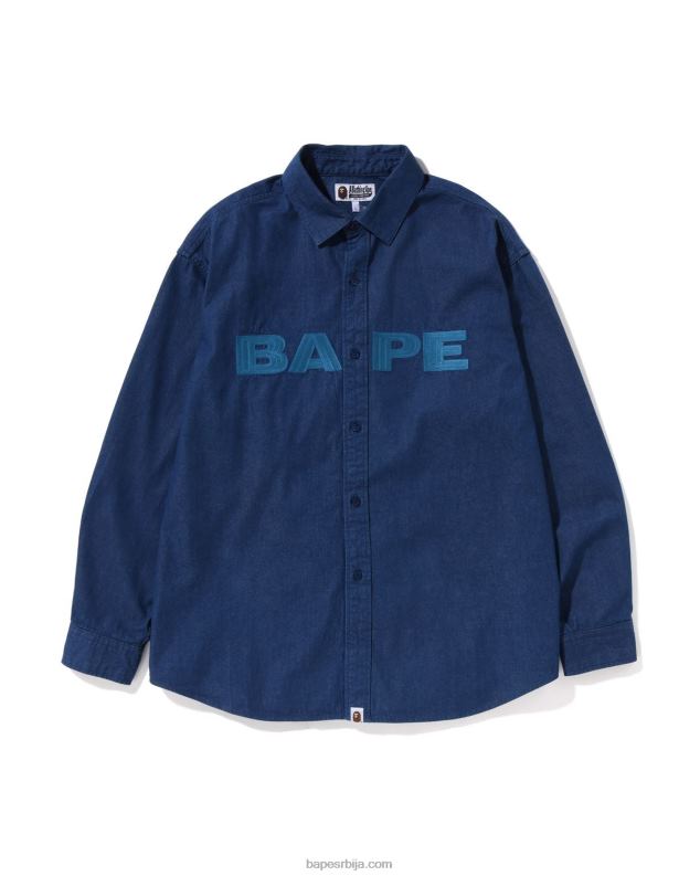 Морнарско плаво мушкарци A Bathing Ape тексас широка кошуља J4280225
