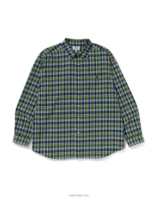 смарагд мушкарци A Bathing Ape широка мајица са мини каром J4280230