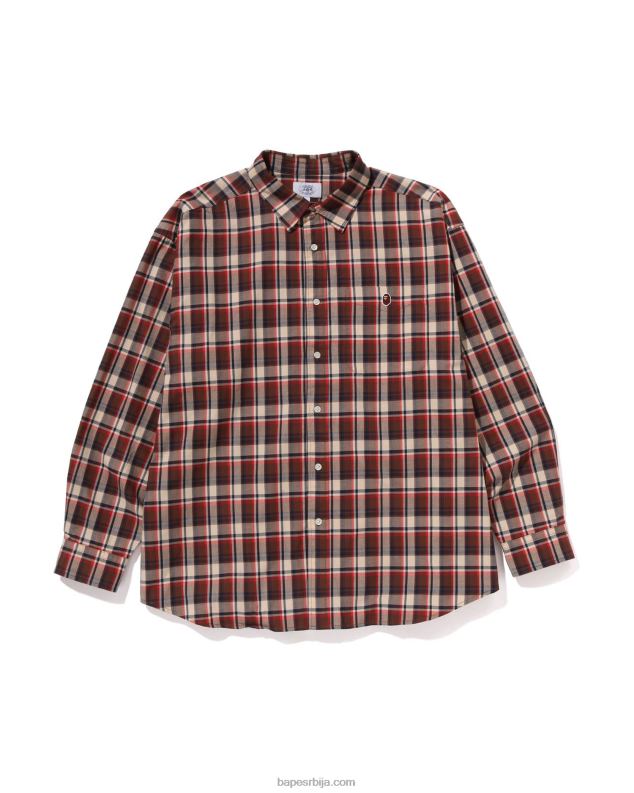 јарко црвена мушкарци A Bathing Ape широка мајица са мини каром J4280231