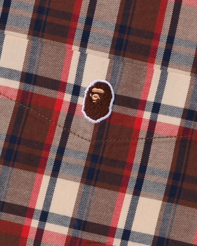 јарко црвена мушкарци A Bathing Ape широка мајица са мини каром J4280231
