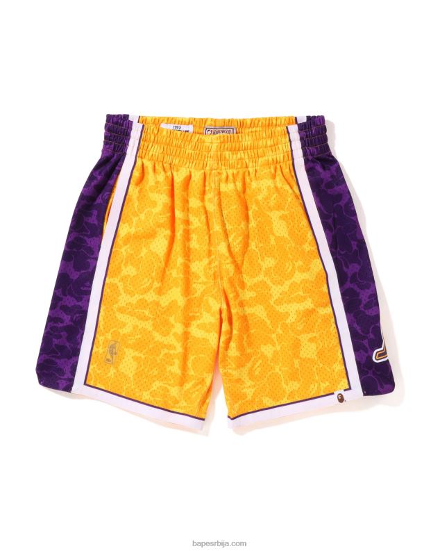 жута мушкарци A Bathing Ape к м&н шортс од дреса Лос Анђелес Лејкерса J4280362