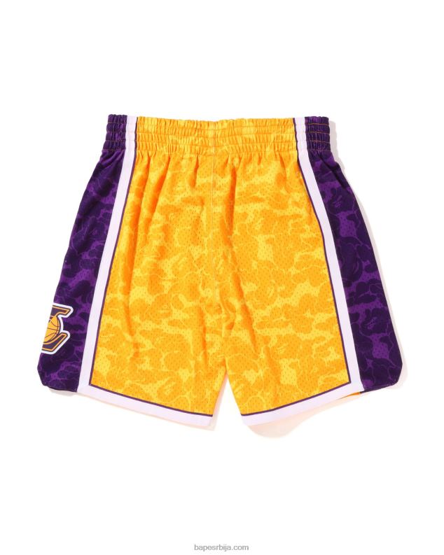 жута мушкарци A Bathing Ape к м&н шортс од дреса Лос Анђелес Лејкерса J4280362