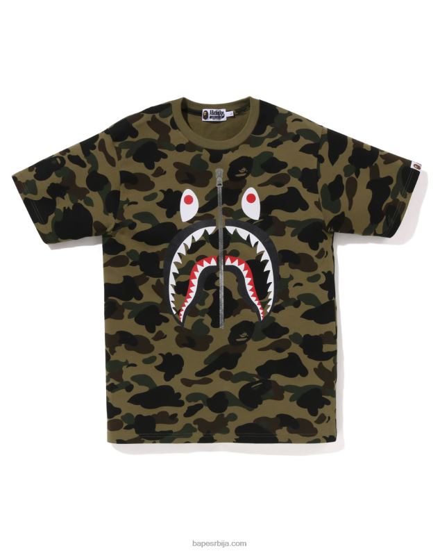 Војничко зелена мушкарци A Bathing Ape 1ст цамо ајкула мајица J4280240