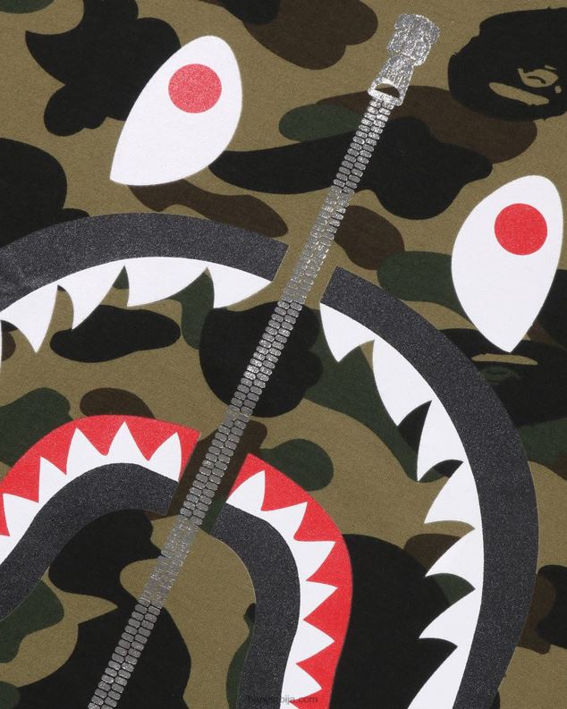 Војничко зелена мушкарци A Bathing Ape 1ст цамо ајкула мајица J4280240