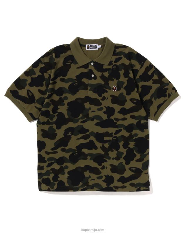 Војничко зелена мушкарци A Bathing Ape 1. цамо поло опуштеног кроја за један поен J42805