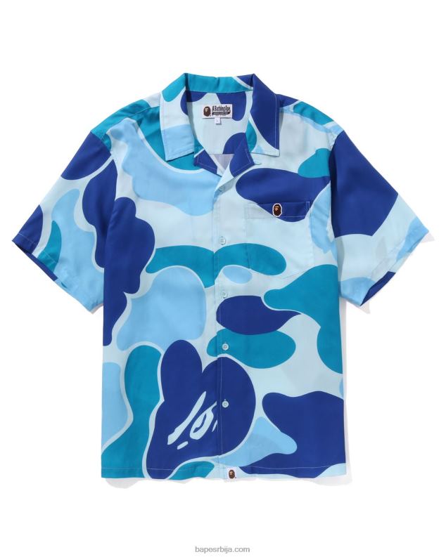 светло плава мушкарци A Bathing Ape абц цамо кошуља са отвореним крагном J4280120
