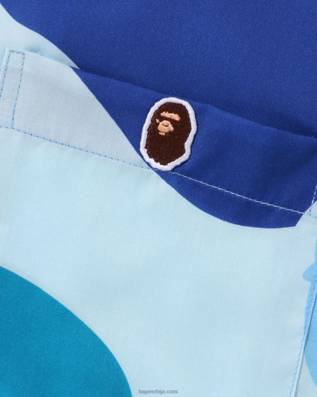 светло плава мушкарци A Bathing Ape абц цамо кошуља са отвореним крагном J4280120