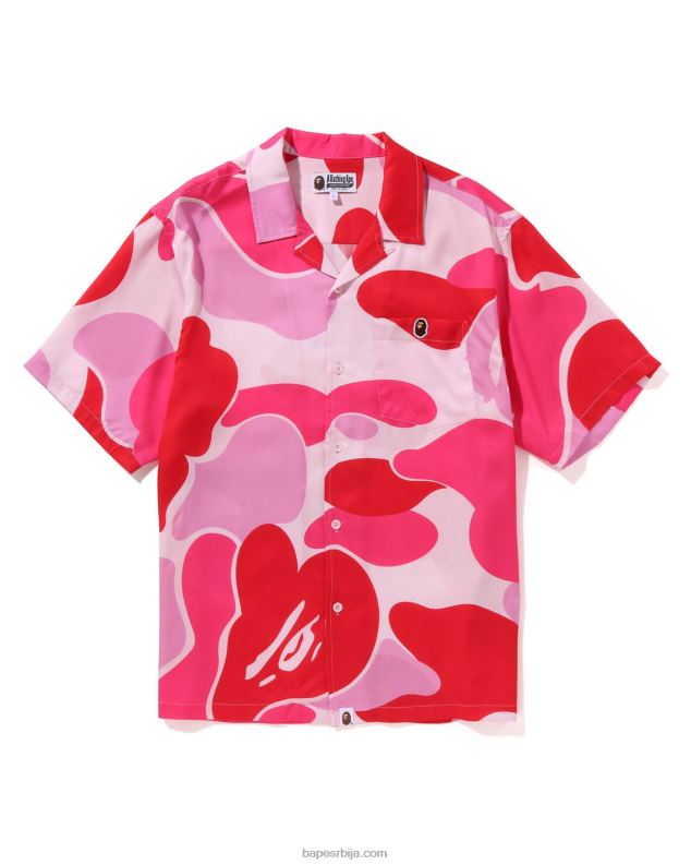розе мушкарци A Bathing Ape абц цамо кошуља са отвореним крагном J4280122
