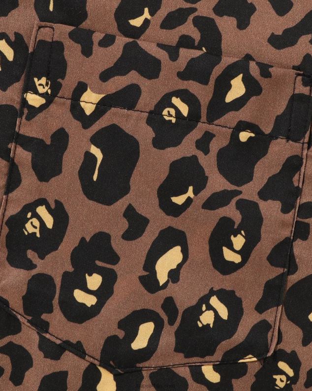 браон мушкарци A Bathing Ape леопард кошуља са отвореним крагном J4280126