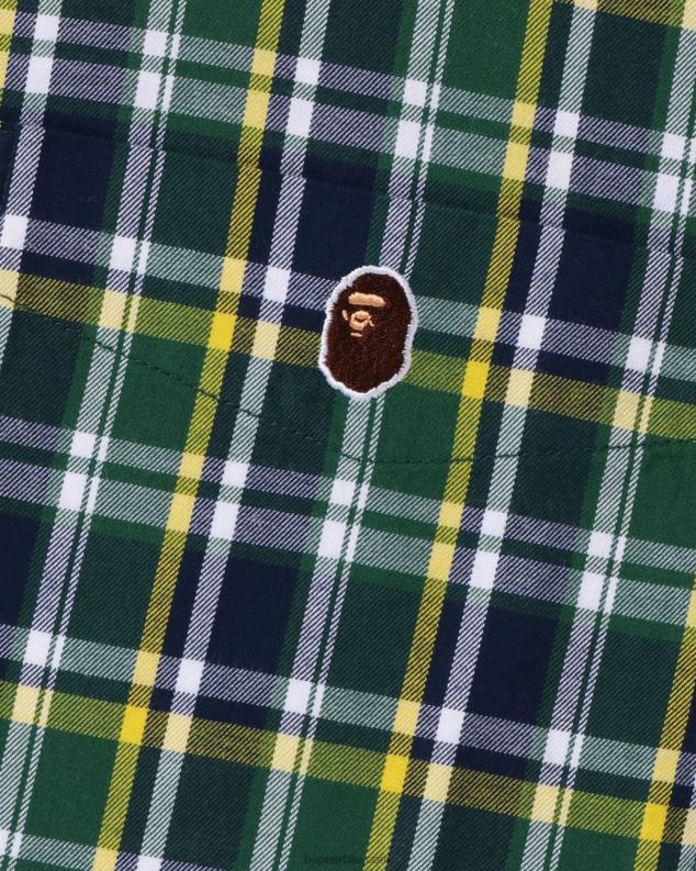 Војничко зелена мушкарци A Bathing Ape широка мајица са мини каром J4280134
