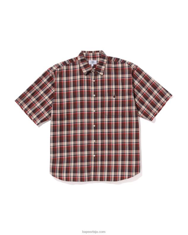 јарко црвена мушкарци A Bathing Ape широка мајица са мини каром J4280135