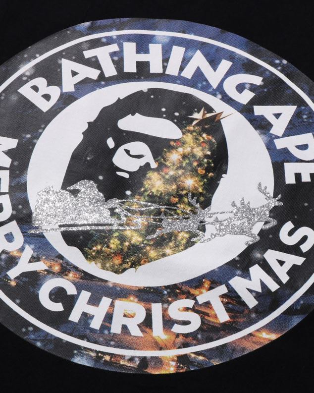 црн мушкарци A Bathing Ape Божић заузет радном мајицом J4280138