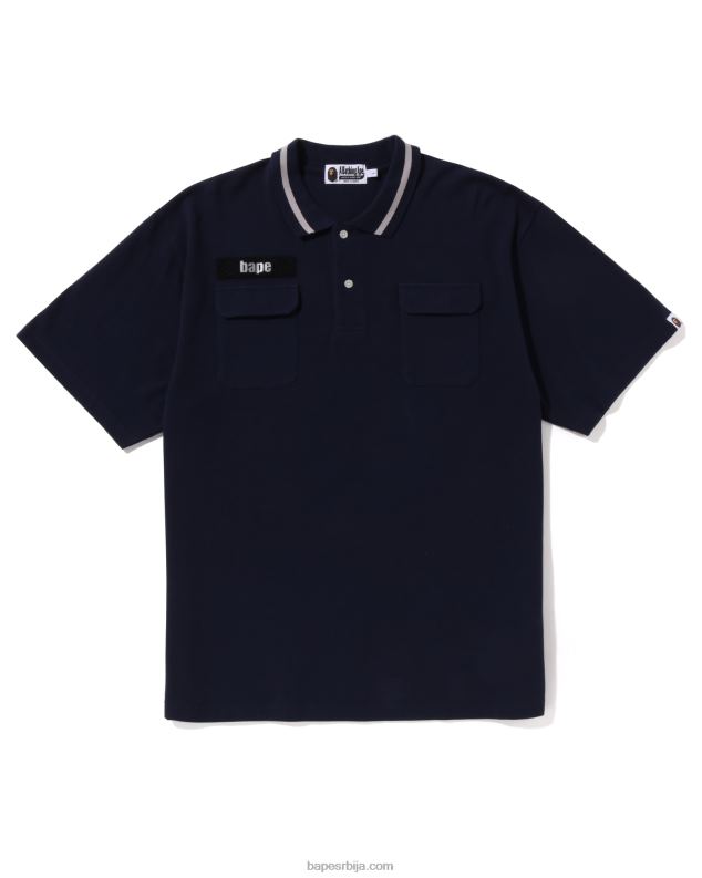 Морнарско плаво мушкарци A Bathing Ape поло опуштеног облика J4280142