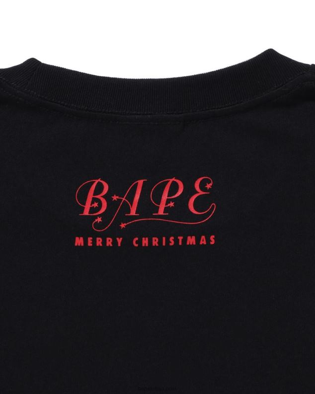 црн мушкарци A Bathing Ape божићна мајица за главу J4280147
