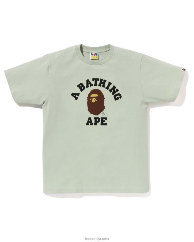 светло зелена мушкарци A Bathing Ape пигмент колеџ мајица J4280150