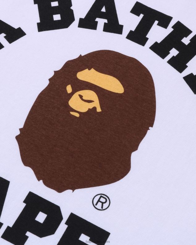 бео мушкарци A Bathing Ape пигмент колеџ мајица J4280152