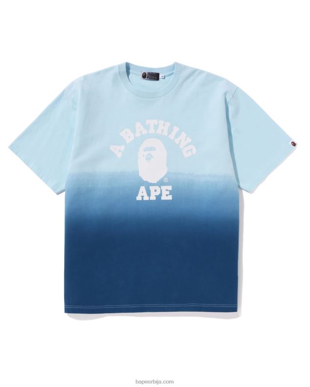 Плави мушкарци A Bathing Ape колеџ градација опуштена фит мајица J4280175