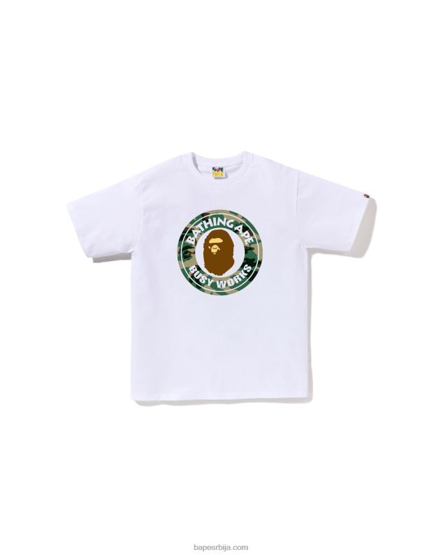 бео мушкарци A Bathing Ape воодланд и цамо колеџ мајица J4280194