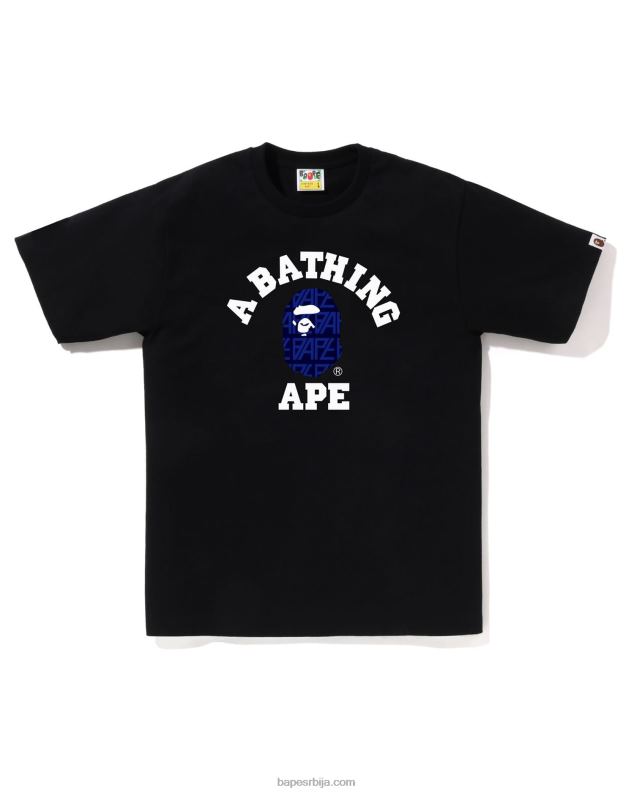 црн мушкарци A Bathing Ape колеџ мајица са монограмом са логотипом J4280202