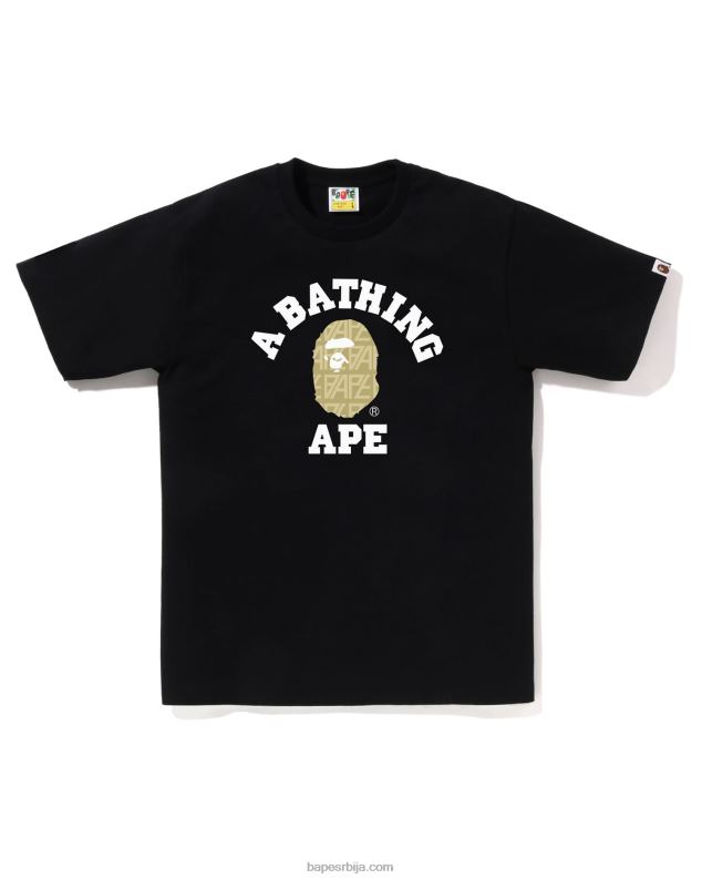 црн мушкарци A Bathing Ape колеџ мајица са монограмом са логотипом J4280203