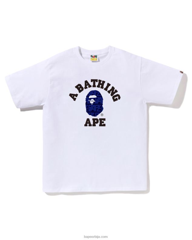 бео мушкарци A Bathing Ape колеџ мајица са монограмом са логотипом J4280204