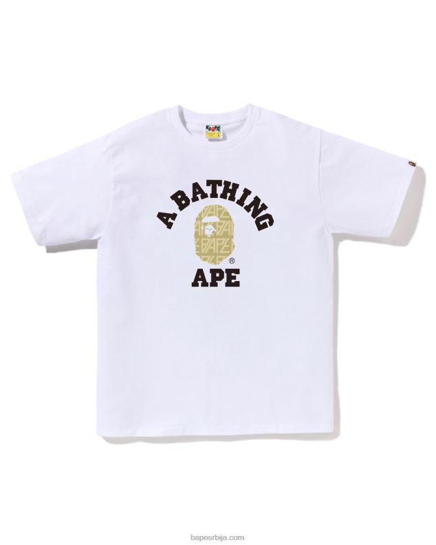 бео мушкарци A Bathing Ape колеџ мајица са монограмом са логотипом J4280205