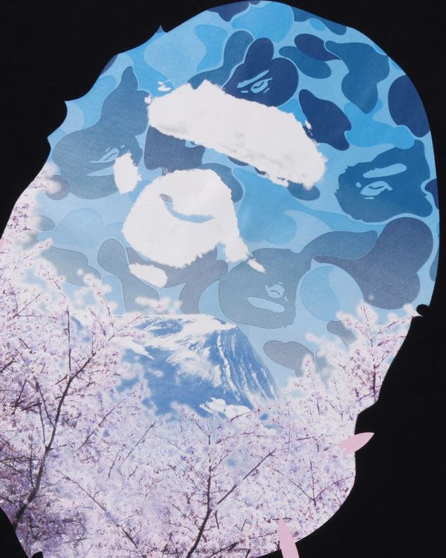 црн мушкарци A Bathing Ape сакура фото мајица за главу J4280206