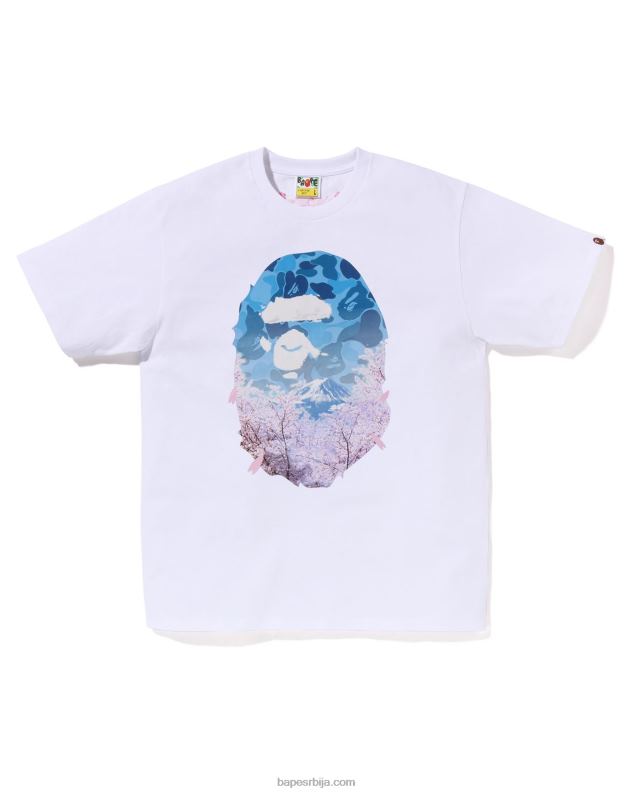 бео мушкарци A Bathing Ape сакура фото мајица за главу J4280207