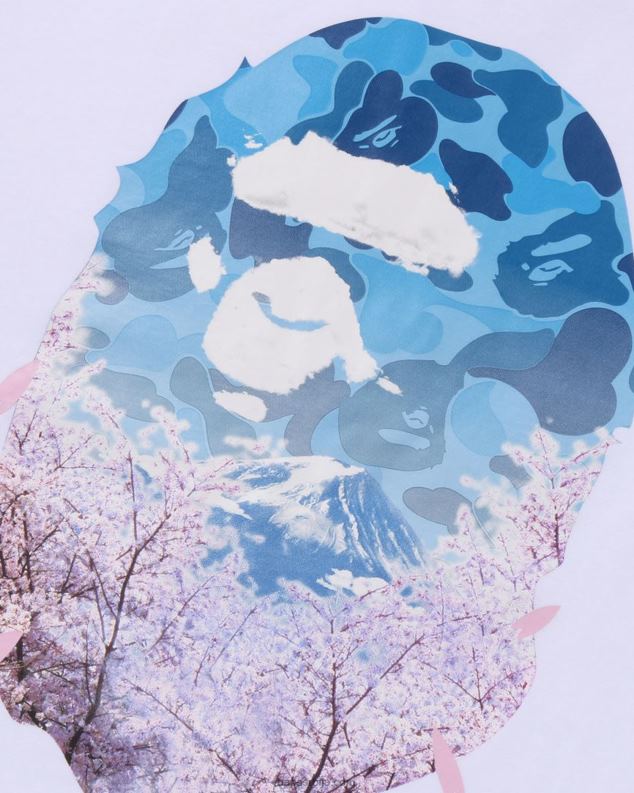бео мушкарци A Bathing Ape сакура фото мајица за главу J4280207