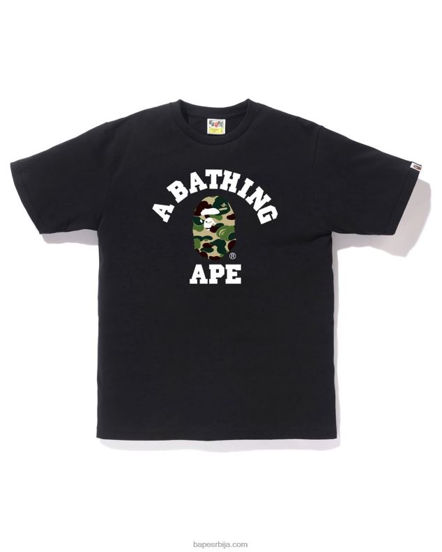 црн мушкарци A Bathing Ape абц цамо колеџ мајица J4280209