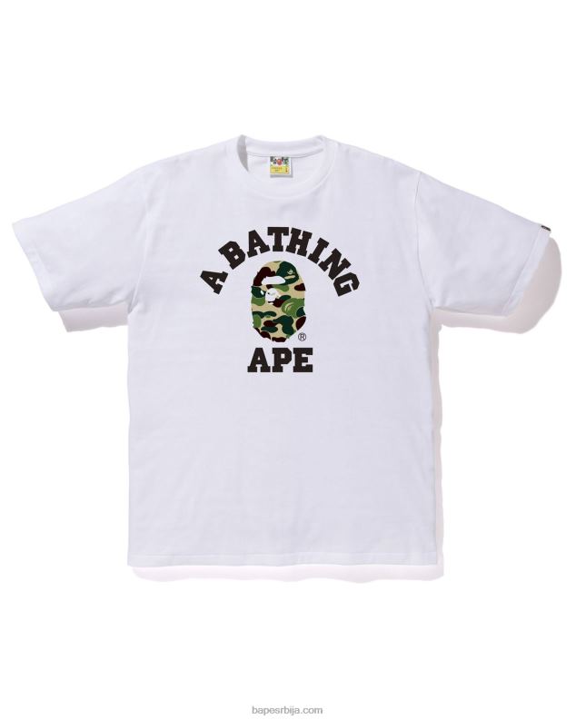 бео мушкарци A Bathing Ape абц цамо колеџ мајица J4280212