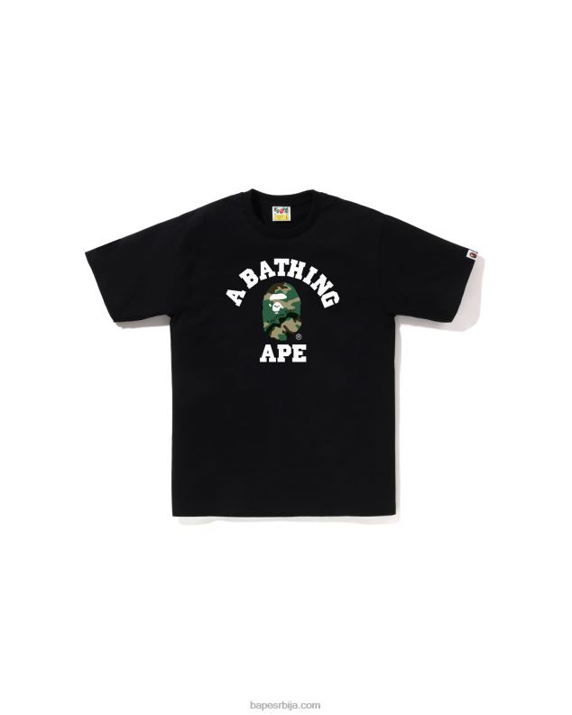 црн мушкарци A Bathing Ape воодланд и цамо колеџ мајица J4280221