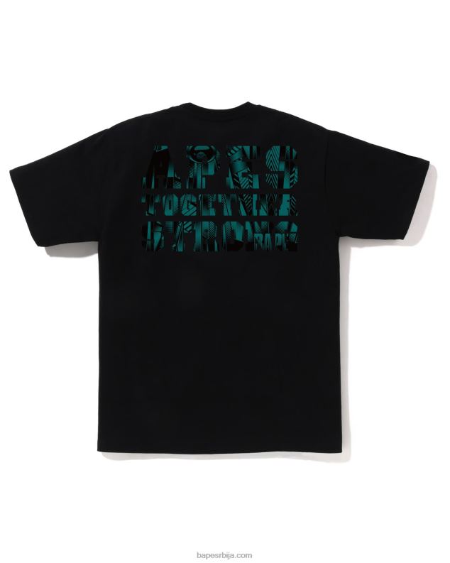 црн мушкарци A Bathing Ape Спеед Рацер Цоллеге атс Тее J4280256