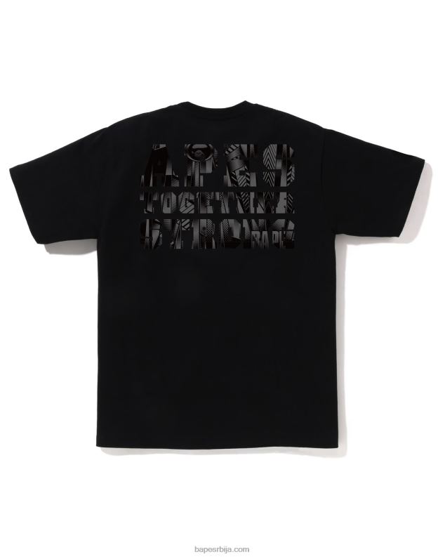црн мушкарци A Bathing Ape Спеед Рацер Цоллеге атс Тее J4280257