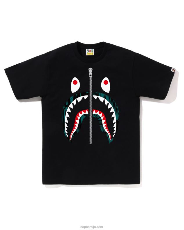црн мушкарци A Bathing Ape Спеед Рацер ајкула мајица J4280274