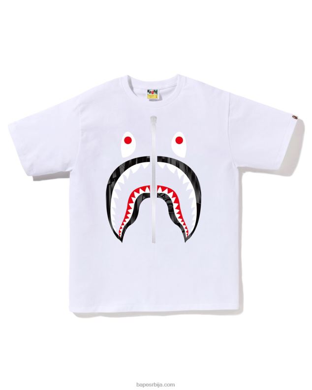 бео мушкарци A Bathing Ape Спеед Рацер ајкула мајица J4280276