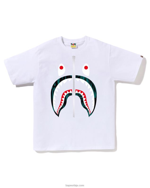бео мушкарци A Bathing Ape Спеед Рацер ајкула мајица J4280277