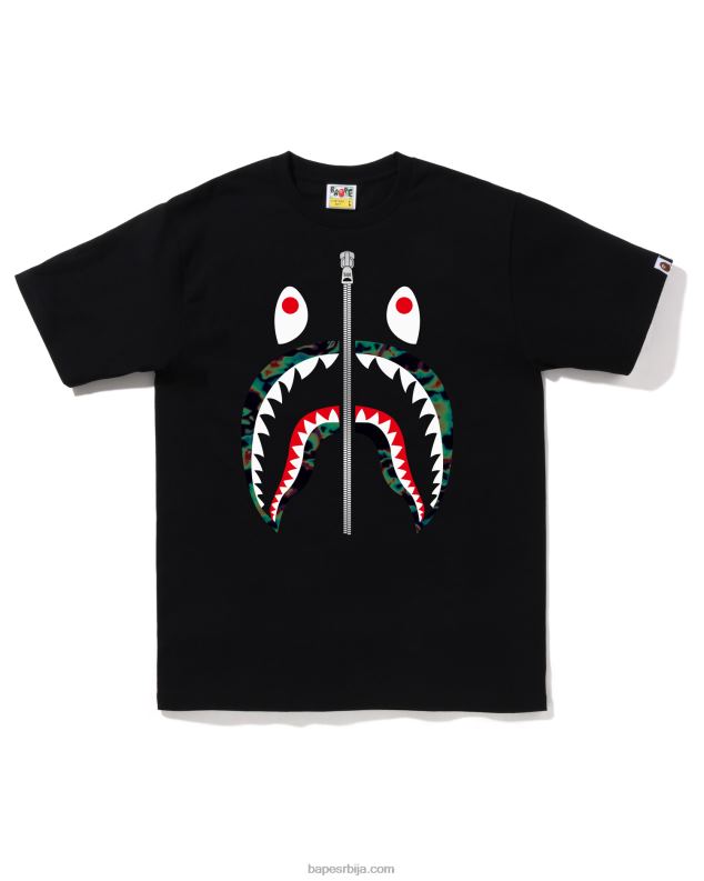 црн мушкарци A Bathing Ape термографска ајкула мајица J4280345