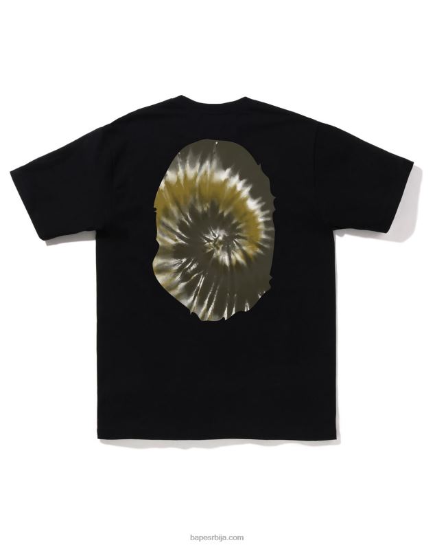 црн мушкарци A Bathing Ape тие-дие мајица са великом главом J4280381