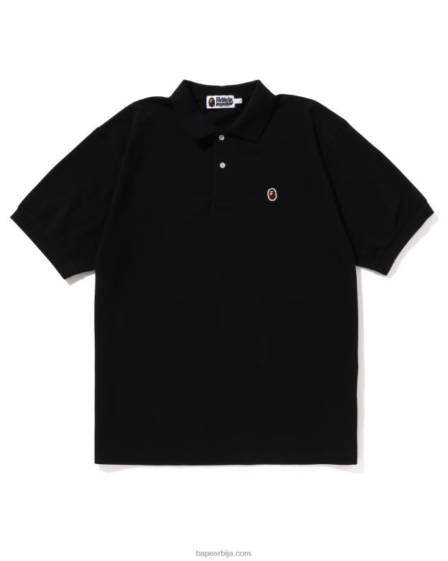 црн мушкарци A Bathing Ape глава један поен опуштено фит поло J428056